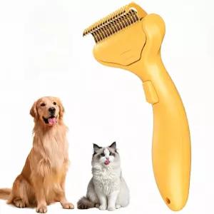개와 고양이를 위한 OYCGYLCH 언더코트 갈퀴 긴 털을 가진 반려동물을 탈모 브러시 릴리스 버튼이 있는