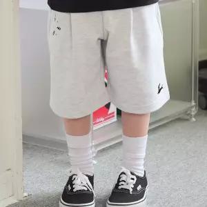 KIDS 와이드 애니멀 스웨트쇼츠 멜란지화이트