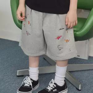 KIDS 와이드 다이노 스웨트쇼츠 그레이