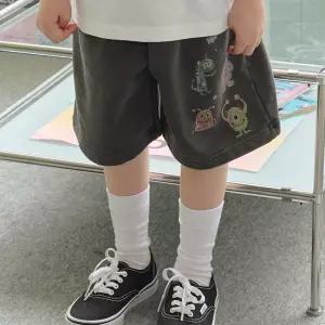 KIDS 와이드 해피 데이 피그먼트 스웨트쇼츠 스모크블랙