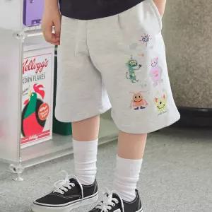 KIDS 와이드 해피 데이 스웨트쇼츠 멜란지화이트