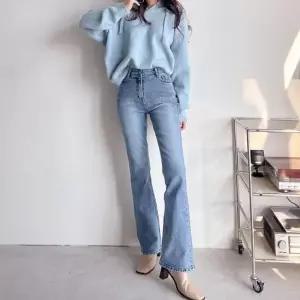 여자 빅사이즈 면 워싱 부츠컷 스판 속밴딩 청바지_5