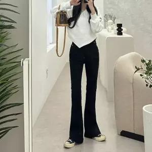 여자 부츠컷 블랙진 슬림 쫀쫀스판 데일리 검정 바지_5