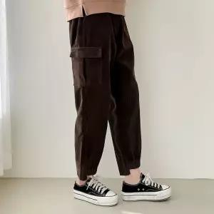 여자 골덴팬츠 카고 조거 배기핏 가을 밴딩 면 바지_5