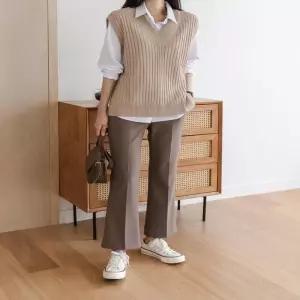 [옷자락][시즌오프]가을 데일리 출근룩 밴딩 부츠컷 와이드팬츠_5