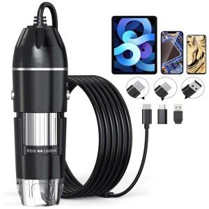 미니현미경 휴대용 전자 현미경 500X 돋보기 수리 카메라 전화 1000X 휴대 TYPEC USB 납땜 디지털 1600X