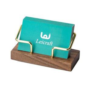 LEICRAFT 책상용 명함 홀더 현대적인 카드 정리함 사무실 액세서리 남성 여성용 책상 월넛 골든