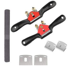 조절 가능한 SPOKESHAVE 세트 2개 금속 디버링에 4방향 파일 수동 목공의 블레이드 래스프 목재 적합 계획 4개 대패 트리밍 조각