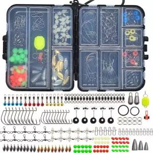 183Pcs 낚시 Roada 액세서리 세트 휴대용 보관 상자 공간 콩 밤 빛 조롱박 회전