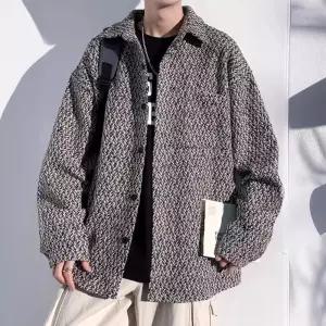 하프 빈티지 남자하프코트 코트 하운드투스 재킷 봄가을 오버사이즈 하이 스트리트 아일렛 칼라 ible3