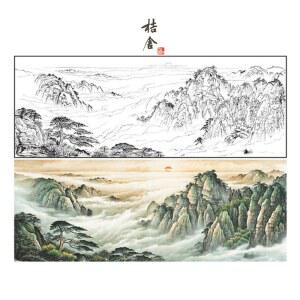 포인트 디자인벽지 대나무 동양화벽지 일러스트 산수화