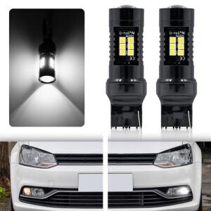 2PCS W21W T20 7440 LED 헤드 라이트 전구 2014 2015-2023 VW 폴로 Mk5 Gti TSI 해치 6C DRL 주간 러닝 라