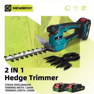예초기  NEWBENY 2 IN 1 무선 전기 헤지 트리머 충전식 가정용 정원 잔디 관목 가위 도구 18V 배터리