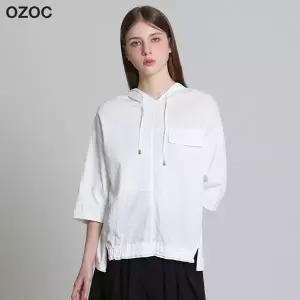 [오조크(OZOC)] 폴리 후드 절개 티셔츠 (택가격: 71000원)