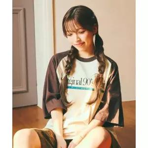 1993STUDIO 오리지널 라글란 배색 티셔츠_오트베이지