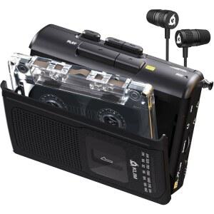 KLIM K8 카세트 테이프 플레이어 휴대용 새로운 내장 버전 AM 이어폰 F1 레코더 헤드폰 워크맨 FM 포함 블랙 마이크 스피커