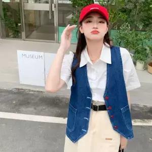 데님 캐주얼 여름 여자조끼 프렌치 상의 나시 레이어드 조끼 원템2