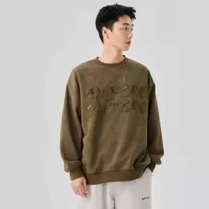 봄 남성 맨투맨 티 이른 라운드 나염 자수 빅사이즈 admr1