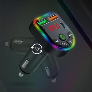 자동차 블루투스 어댑터 -C 듀얼 USB 차량용 충전기 MP3 음악 플레이어 5.3 FM 송신기 핸즈프리 통화 오디