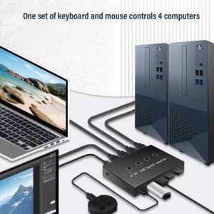 4In Out KVM USB3.0 스위치 공유 컨트롤러 허브 어댑터 프린터 분배기 스위처 PC PC 노트북 키보드 마우스
