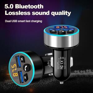 FM 송신기 모듈레이터 차량용 MP3 플레이어 음악 무선 블루투스 5.0 USB  충전기 자동 Aux 라디오 핸즈프리