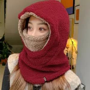 마스크 일체형 부드러운 퍼모자