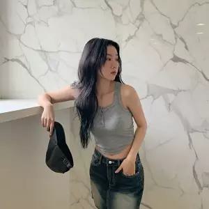 [신상오픈런]|CHTA602|여성 라운드 컷 골지 브라탑 나시