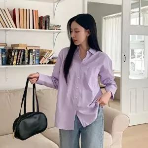 [신상오픈런]|KHH43F2|여성 카라 셔츠 기본 무지 심플 블라우스