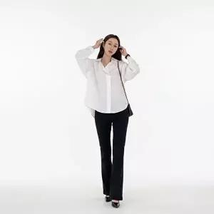 [신상오픈런]|CHH43FA|여성 카라넥 U자형 밑단 버튼 없는 블라우스