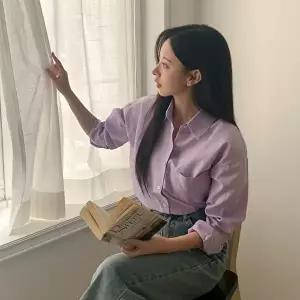 [신상오픈런]|KHH43F2|여성 기본 카라넥 심플 블라우스