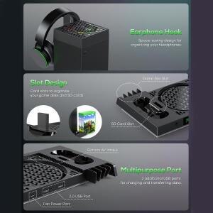 XBOX 호환 호환  X 콘솔 듀얼 컨트롤러 스테이션 도크용 자동 팬 속도를 갖춘  RGB LED 충전 스탠드