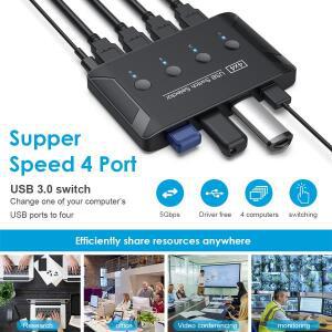 KVM 스위치 4X4 USB 3.0 스위처 선택기 상자 4포트 공유 키보드 마우스 스캐너 프린터 용 장치 Kvm 허브