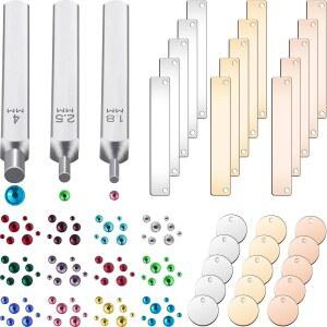 보석 금속 DIY 키트 목걸이 도구 표지판 1500개 펀치 스탬핑 15개 라인스톤 3개