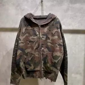 원더우면 남성용 가을 스웨터 럭셔리 카모플라쥬 후드 집업 카디건 OPH3
