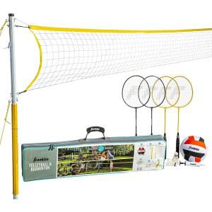 FRANKLIN SPORTS 배구 배드민턴 콤보 세트 야외 버디 라켓 휴대용 뒷마당 해변 포함 배구 네트