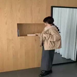 빈티지 캐주얼 순정 스웨이드 후드 코트 여자야구점퍼 보온 ible1