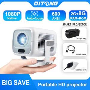 빔프로젝터 디톤 X3PLUS HD WIFI6 1080P 비디오 네이티브 LED 홈시어터 4K BT5 안드로이드 휴대용 미니