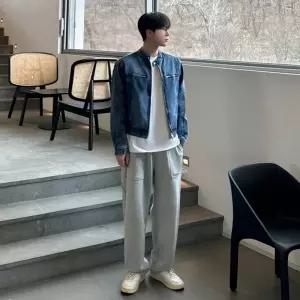 남성 깔끔한 청자켓 숏 데님 코트 가을 루즈핏 자켓 빈티지 상의 인기3