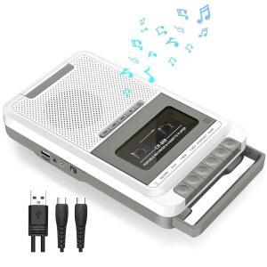 카세트 플레이어 레코더 컨버터 마이크를 통해 카드 있는 USB 카드에 플레이어 헤드폰 화이트 녹음 손잡이 SD 휴대용 PC를 음악으로 디스크 접이식 테이프 카세트를 또는 MP3 잭이