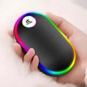 충전식 7800mAh 보조배터리 전기 핫팩 레인보우 휴대용 전자 손난로 디큐브