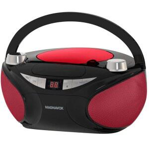 MAGNAVOX MD6949 휴대용 로딩 CD 붐박스 블루투스 AM CD 포함 호환 LED 블랙 CD 스테레오 디스플레이 블랙 기술 FM 무선 RW 라디오 레드
