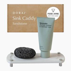 DORAI HOME STONE 주방 싱크 캐디 수분 규조토 있는 스테인리스 트레이 발이 욕실용 또는 스틸 흡수 사암 조리대 정리함
