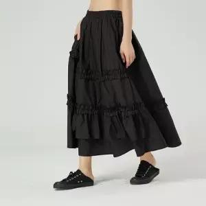 EAMT 스커트 롱 여성용 레이스 쉬폰 봄가을 EUNG1