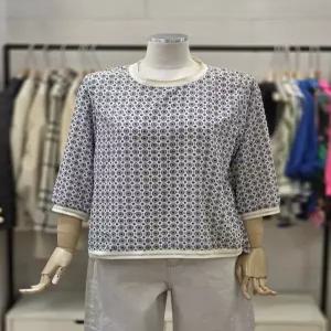 스테파니 세이브존07 잔꽃 배색7부블라우스 A25SH5226
