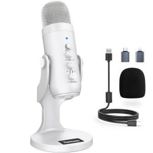 마이크솜 커버 스펀지 화이트 USB 콘덴서 보컬 PC 마이크 유튜브용 스튜디오 전화 컴퓨터 게임 팟캐스트