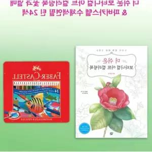 수채색연필 틴 24색+꽃과 열매 컬러링북 수채화컬러링북