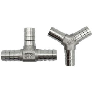 6mm 8mm 10mm 호스 바브 티 Y T L 타입 3방향 304 스테인리스 스틸 파이프 피팅 커넥터