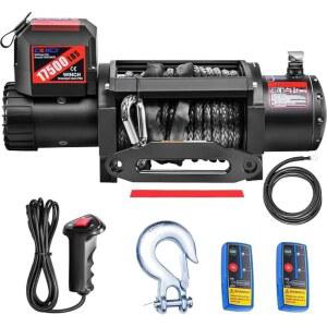유선 핸들과 무선 리모컨이 장착된 지프 트럭 SUV용 CXRCY 12V 전기 윈치, 17500LBS 적재 용량 합성 로프 견인 윈치