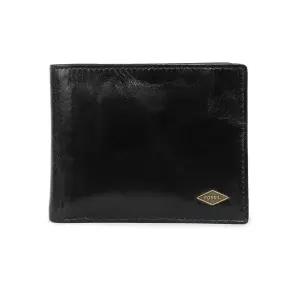 Fossil 남성용 라이언 가죽 무선인식 차단 접이식 신분증 지갑, 블랙 패스케이스, One Size