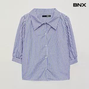 [롯데백화점]비엔엑스 스트라이프 퍼프 소매 카라 반팔 셔츠 (BU1BL024L0)